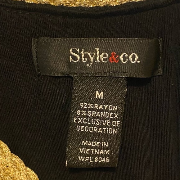 Style & Co Black Dress w/ Gold Braided Cord Trim - Picture 10 of 11